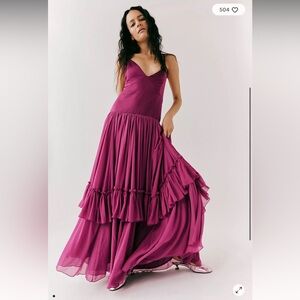 Free People Soliana Maxi Dress - Magenta